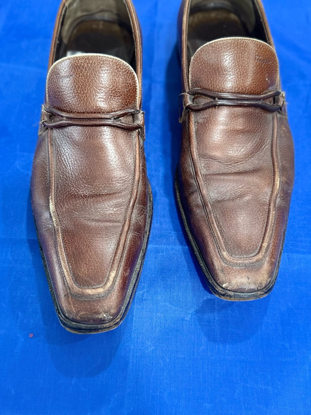 Salvatore Ferragamo Brown Leather Slip-On Loafers